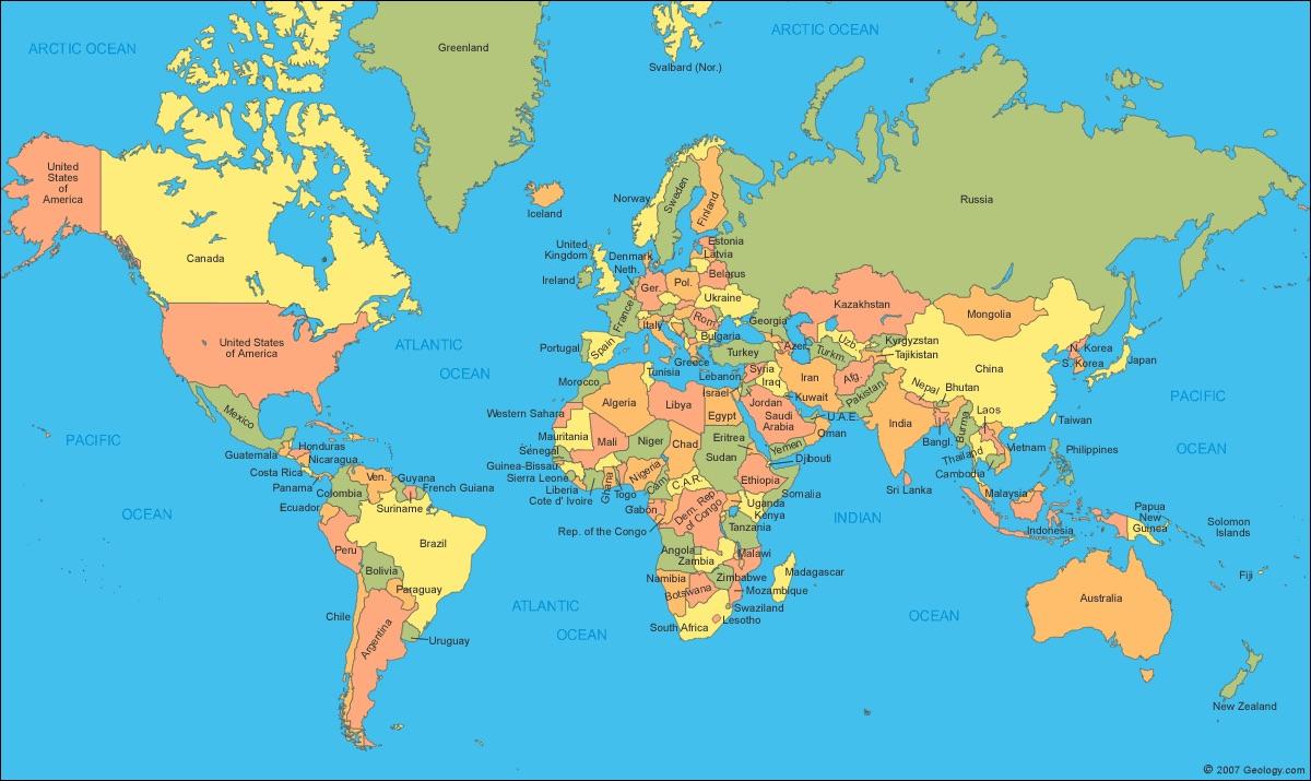 Världskarta som visar Kanada - i Kanada-kartan i världen karta