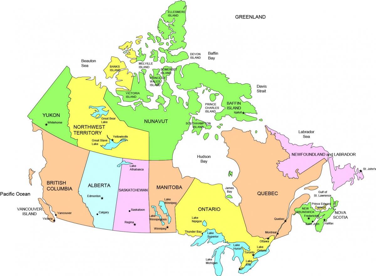 Karta över kanada med stater - Karta över Kanada usa (Nordamerika och